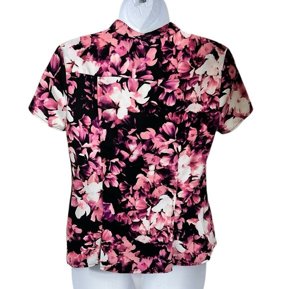 Women's Croft & Barrow Floral V-Neck Blouse Sz XS Petite PXS Button Front Top - Picture 4 of 5
